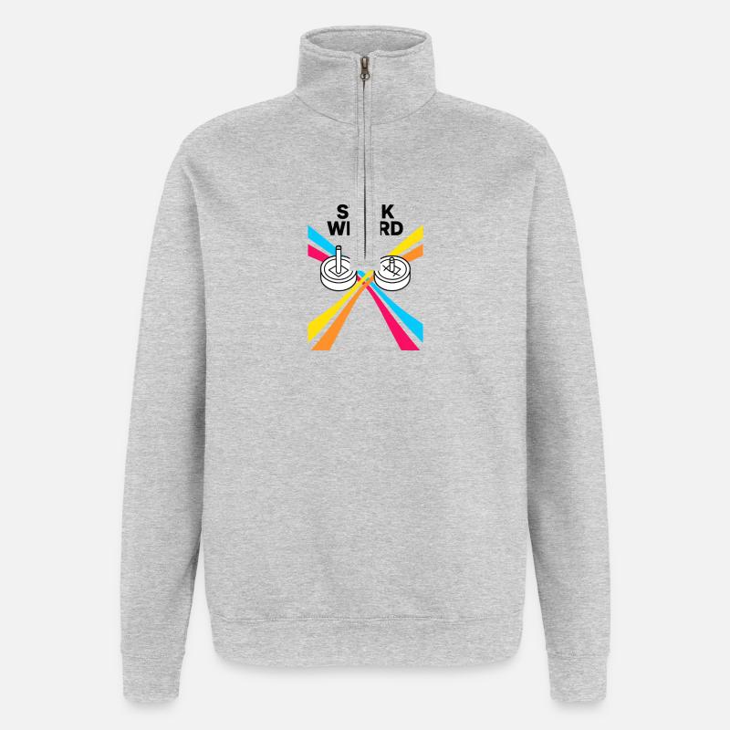 Stick Wizard Retro Gaming Design - Quarter-Zip Sweatshirt - heather grey