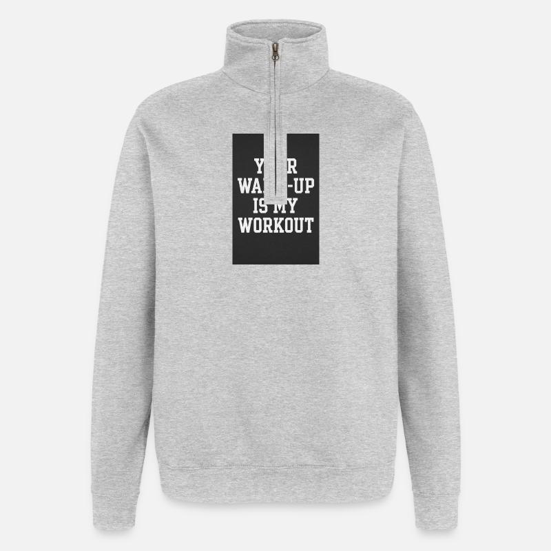 Motivationsspruch Workout - Quarter-Zip-Sweatshirt - Grau meliert