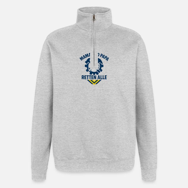 Mutter Vater Rettung Team Design - Quarter-Zip-Sweatshirt - Grau meliert
