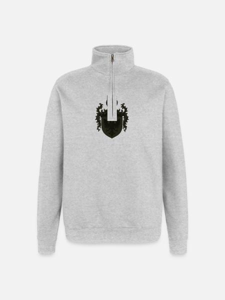 Jerrik Joris von Josten – Ulve- og dobbeltgængervåbenskjold - Sweatshirt med 1/4 lynlås - grå meleret