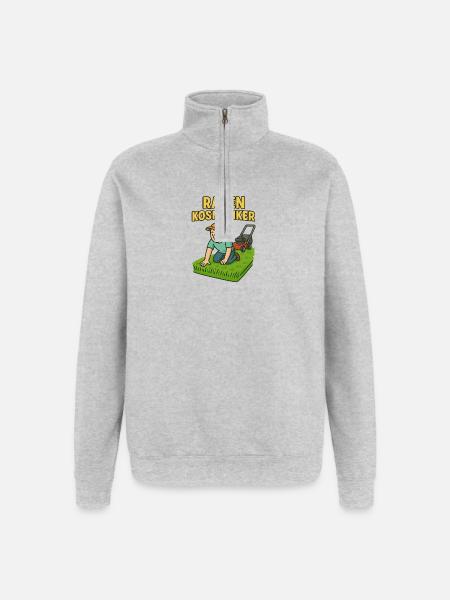 Rasenkosmetiker Humor Design - Quarter-Zip-Sweatshirt - Grau meliert