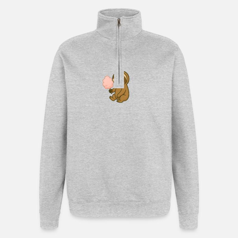 Cute sloth with cotton candy - Quarter-Zip Sweatshirt - heather grey