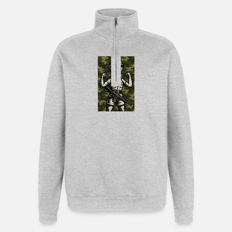 erdmännchen comic helden - Quarter-Zip-Sweatshirt - Grau meliert
