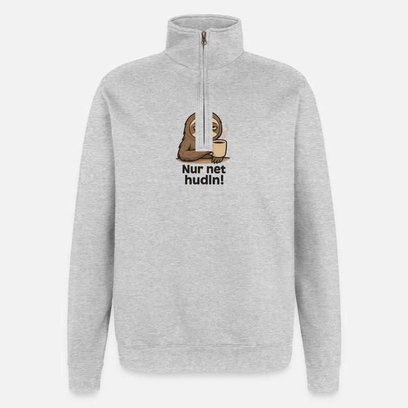 Sloth drinks coffee - Quarter-Zip Sweatshirt - heather grey