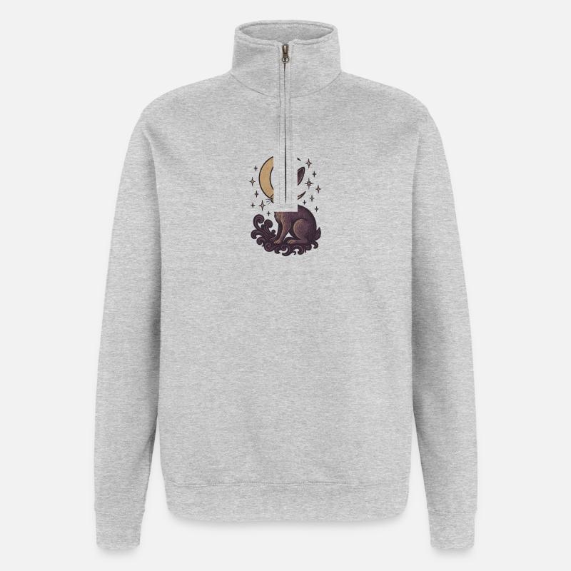 Celestial Hare Mystical Illustration - Quarter-Zip Sweatshirt - heather grey