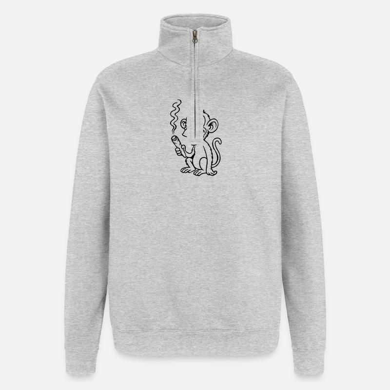 Der Affe peilt ein bisschen anders - Quarter-Zip-Sweatshirt - Grau meliert