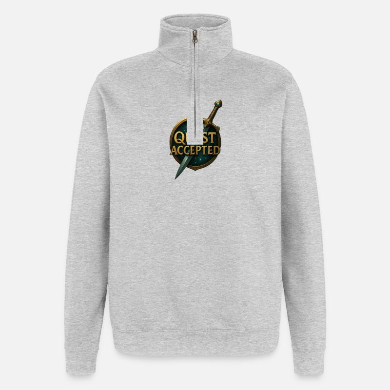 Quest_Accepted - Sweat à zip 1/4 - gris chiné