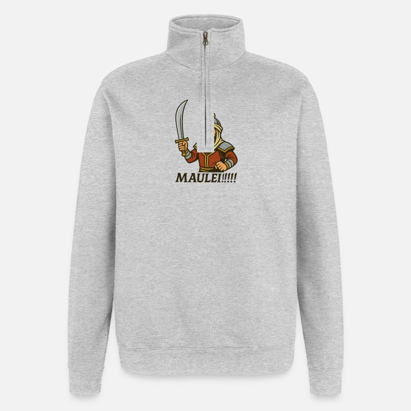 ⚔️ Arab Warrior with Beard – "Maulei!!" - Quarter-Zip Sweatshirt - heather grey