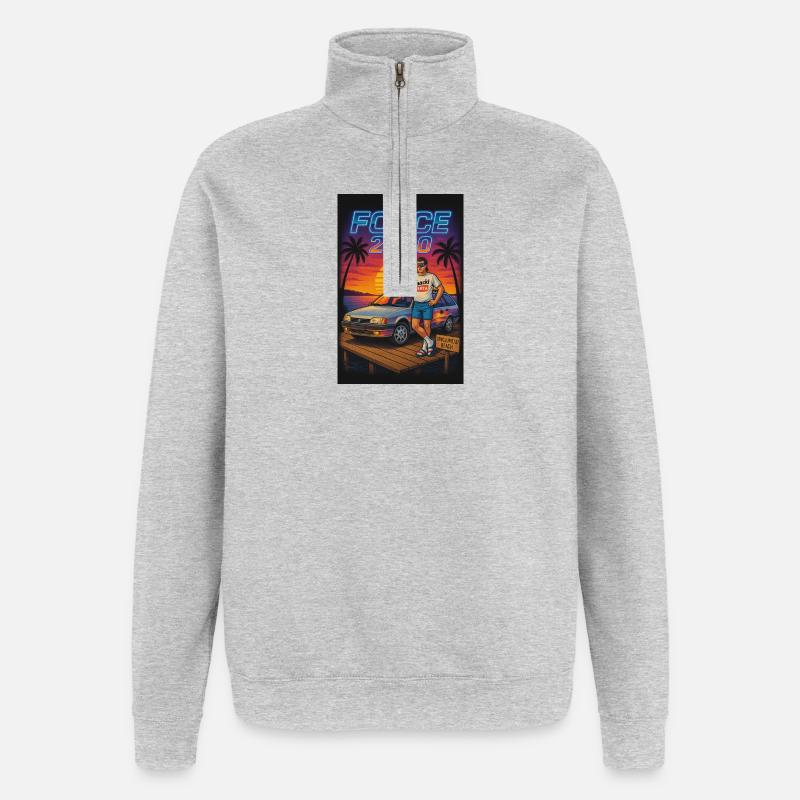 Ponton - Sweat à zip 1/4 - gris chiné