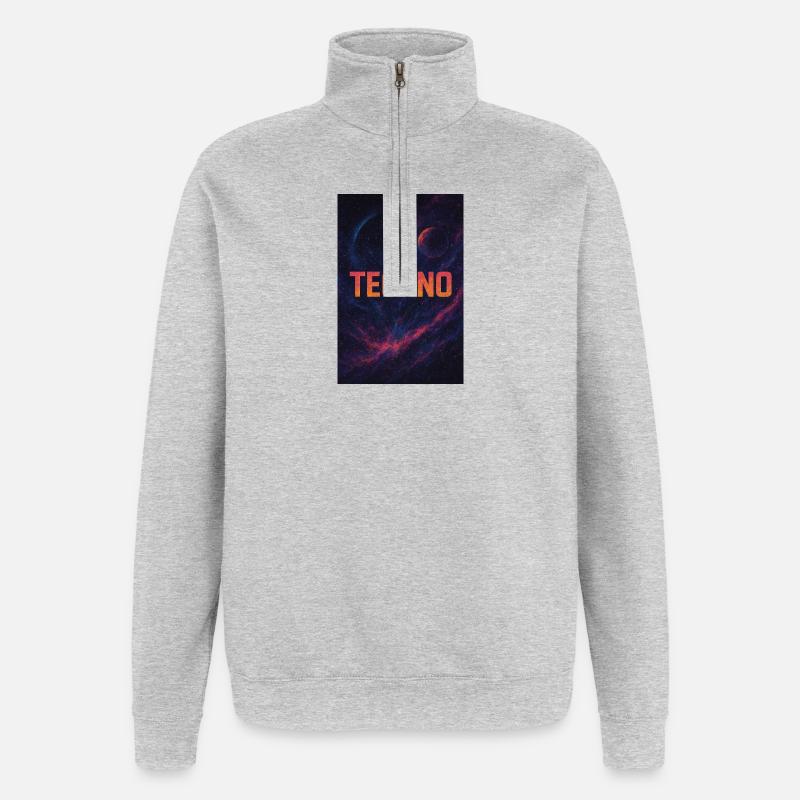Futuristisches Weltraum Techno Design - Quarter-Zip-Sweatshirt - Grau meliert