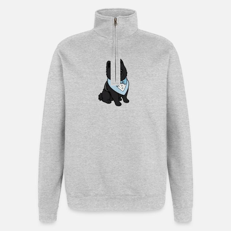 Eleganter Spitz Hund in Fliege - Quarter-Zip-Sweatshirt - Grau meliert