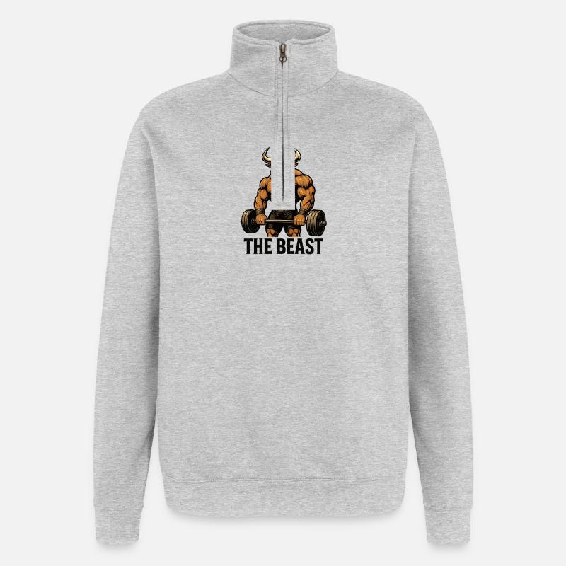 The Beast (Bull)  - Sweat à zip 1/4 - gris chiné