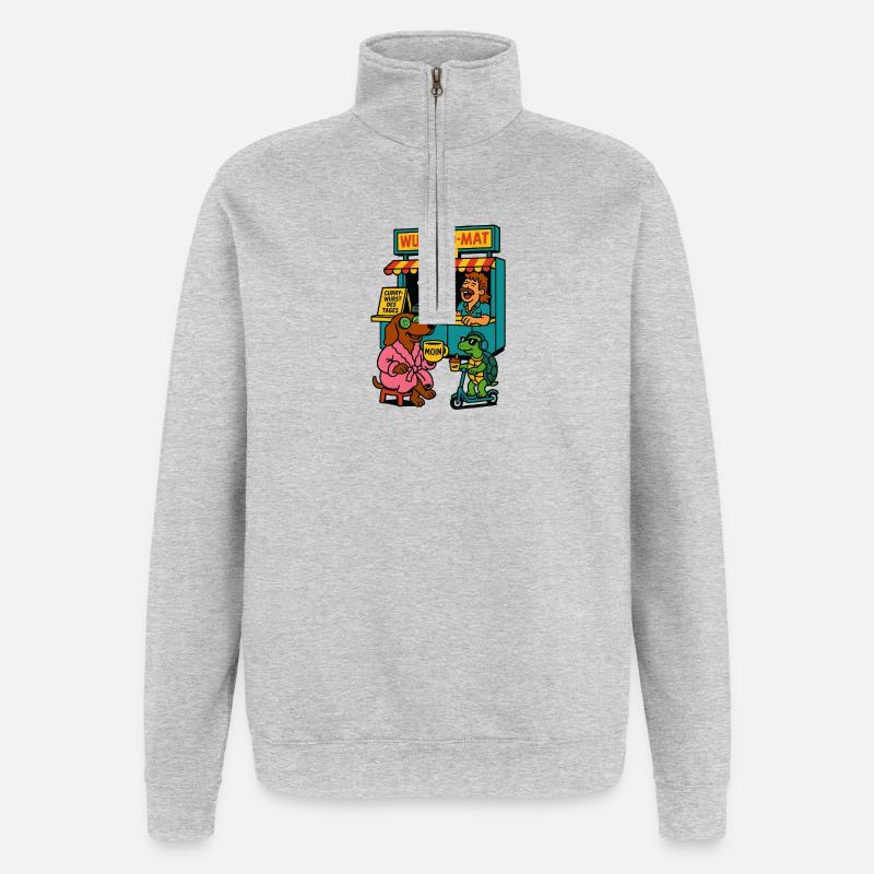 Snack Moin pour teckel - Sweat à zip 1/4 - gris chiné