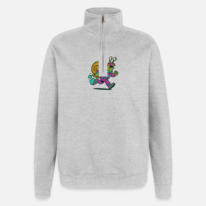Escargot de course - Sweat à zip 1/4 - gris chiné