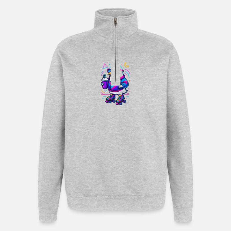 Roller Penguin - Quarter-Zip Sweatshirt - heather grey