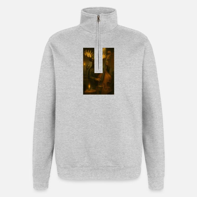 Coole Elchmusiker auf der Bühne - Quarter-Zip-Sweatshirt - Grau meliert