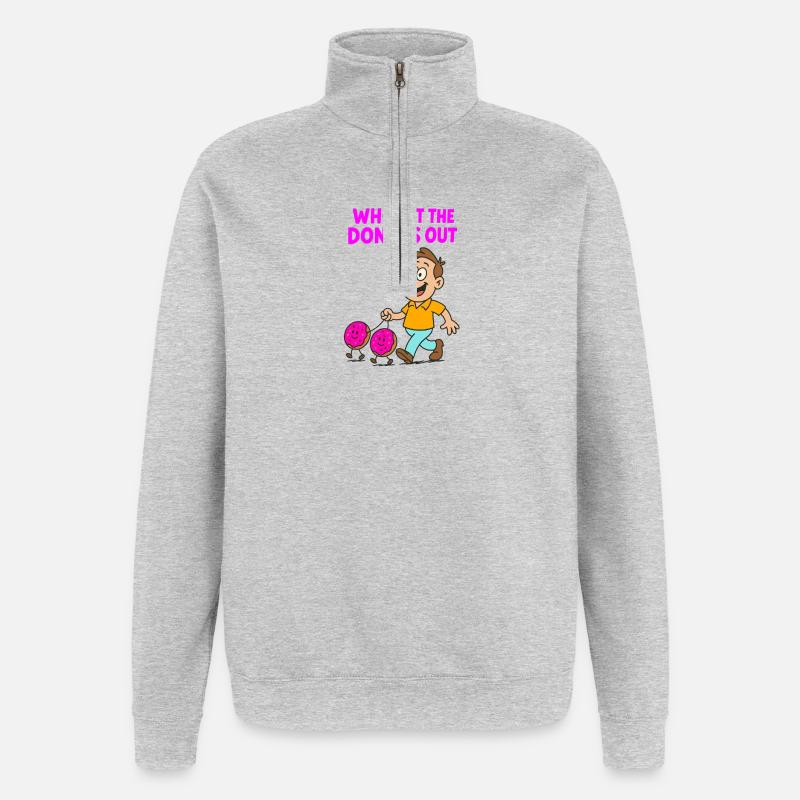 Humorous Donut Expression Design - Quarter-Zip Sweatshirt - heather grey