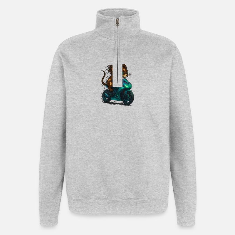 Motorcycle Mouse - Quarter-Zip Sweatshirt - heather grey