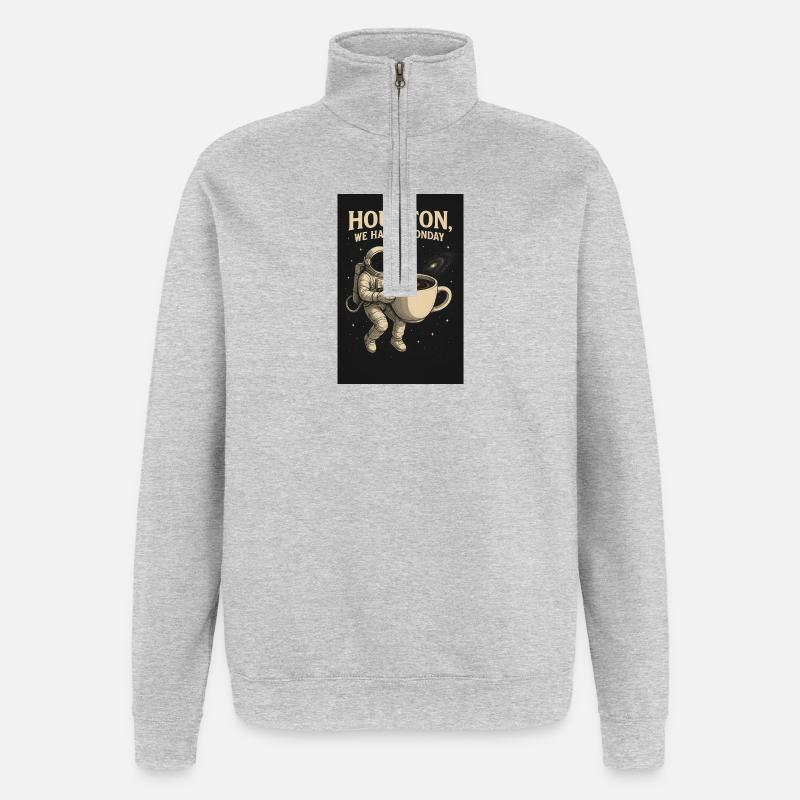 Houston Astronaut Kaffee-Abenteuer - Quarter-Zip-Sweatshirt - Grau meliert