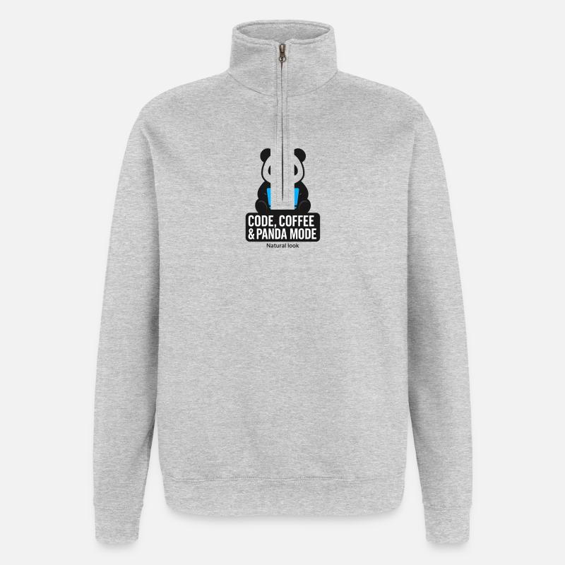 Code, Coffee &amp; Panda Style - Quarter-Zip Sweatshirt - heather grey