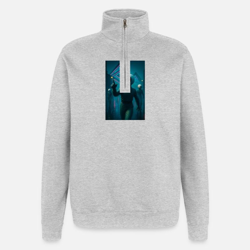 Bot et pyramide - Sweat à zip 1/4 - gris chiné