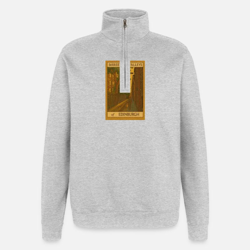 Edinburgh Streets and Valleys Illustration - Quarter-Zip Sweatshirt - heather grey
