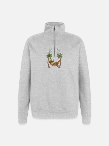 Pura Vida relaxed rest in hammock - Quarter-Zip Sweatshirt - heather grey