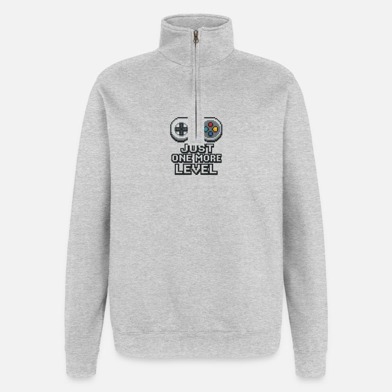 Pixel Neon Game Controller Design - Quarter-Zip Sweatshirt - heather grey