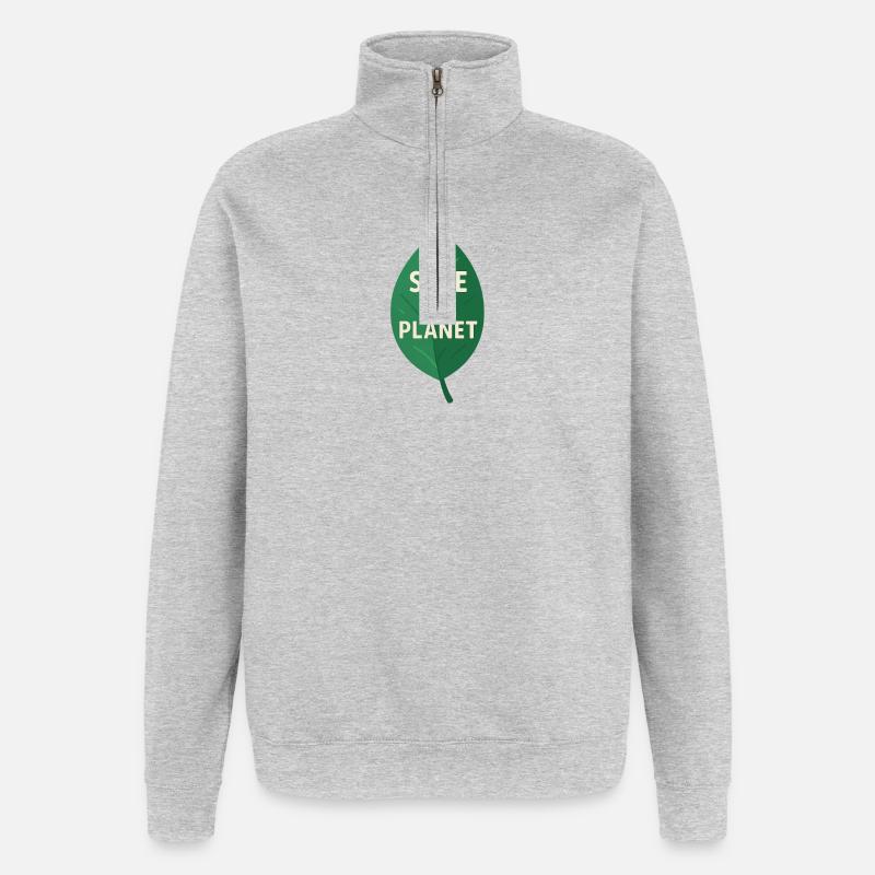 Öko-Leaf Save the Planet Design - Quarter-Zip-Sweatshirt - Grau meliert