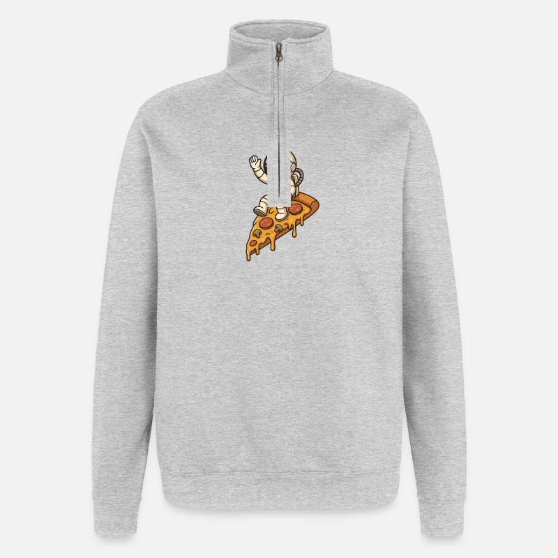 Space astronaut on pizza slice - Quarter-Zip Sweatshirt - heather grey