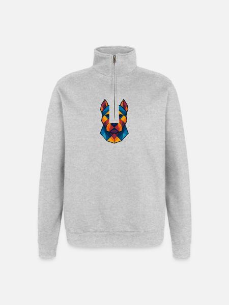 Dog | Dog Head Print / Print / Design - Quarter-Zip Sweatshirt - heather grey