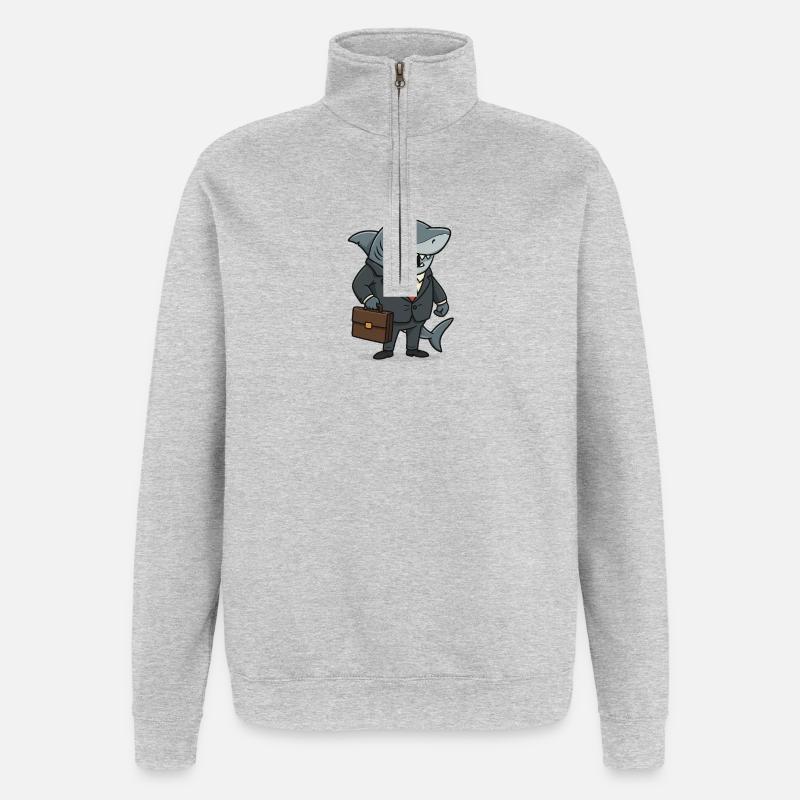 Requin d’affaires requin avec combinaison - Sweat à zip 1/4 - gris chiné