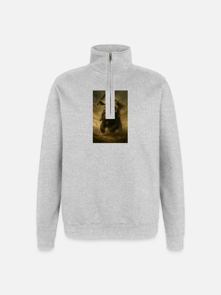 Barbarian Warrior on Brown Bear – Fant Illustration - Quarter-Zip Sweatshirt - heather grey