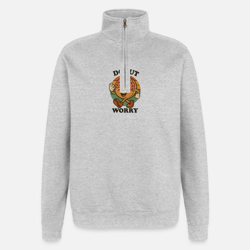 Dessin animé Donut Worry - Sweat à zip 1/4 - gris chiné