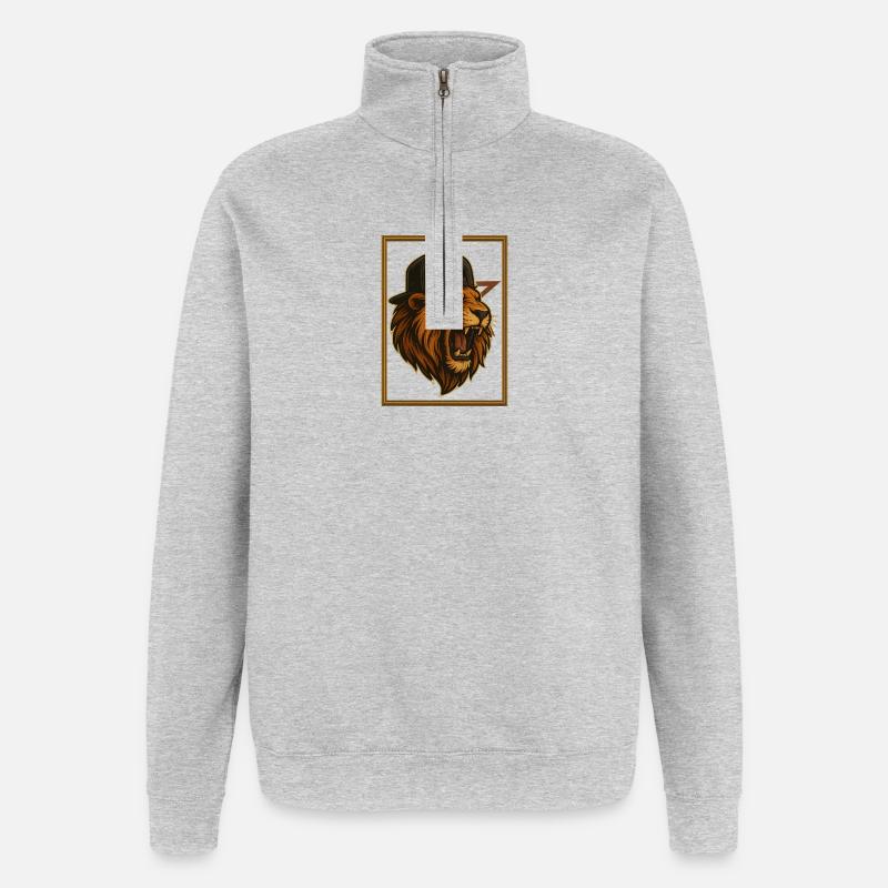 Lion de L'4tlas - Sweat à zip 1/4 - gris chiné
