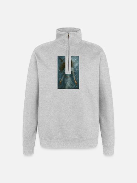 Celestial Goddess – Light and White Birds - Quarter-Zip Sweatshirt - heather grey