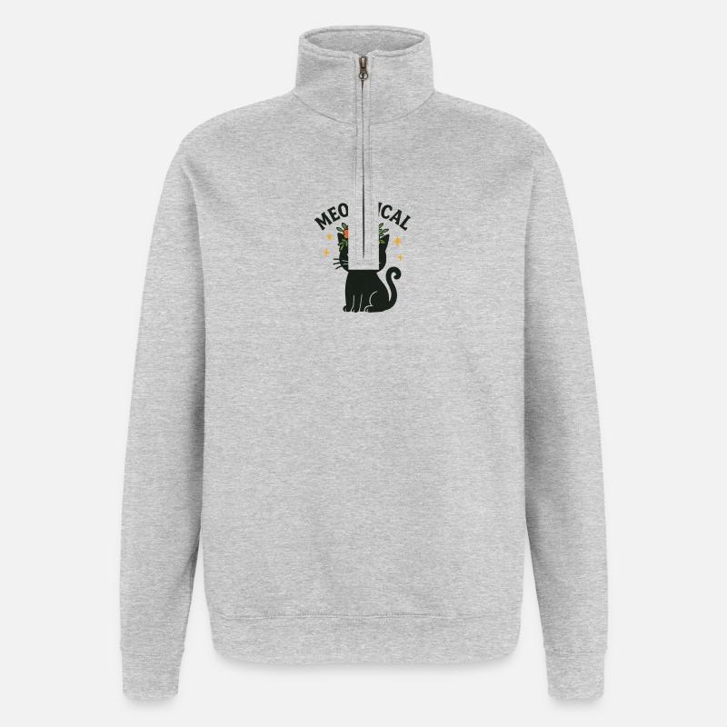 Conception de chat mignon magique - Meowgical - Sweat à zip 1/4 - gris chiné