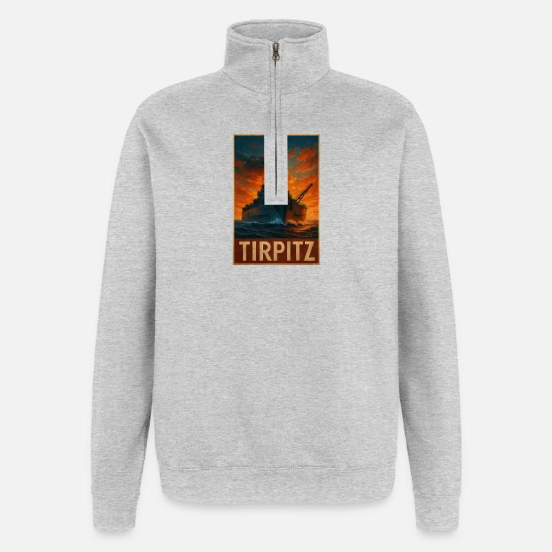 Tirpitz au crépuscule Affiche Marine - Sweat à zip 1/4 - gris chiné