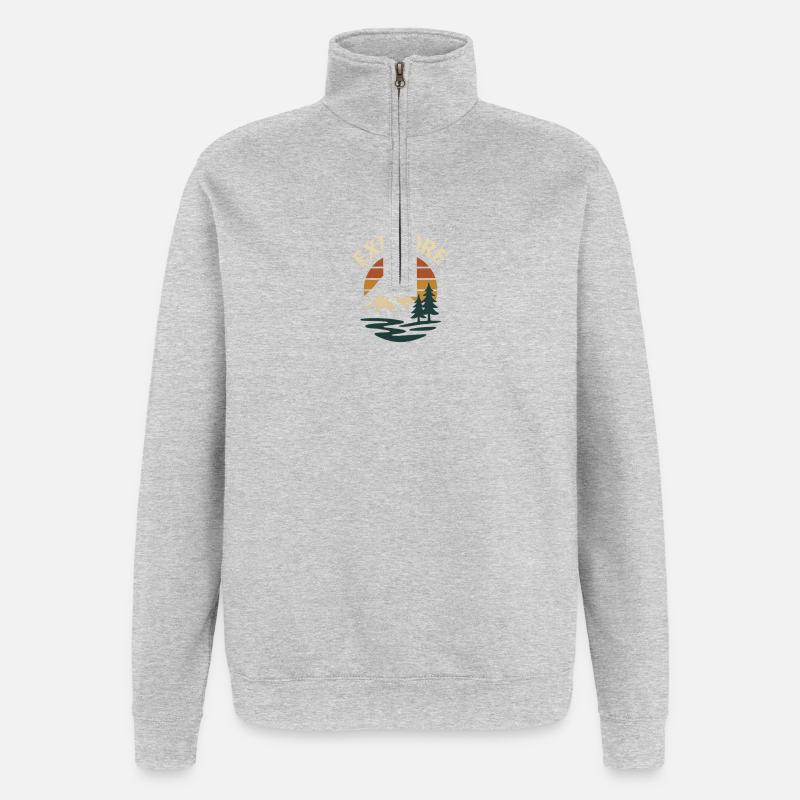 Explore Sonnenuntergang - Quarter-Zip-Sweatshirt - Grau meliert