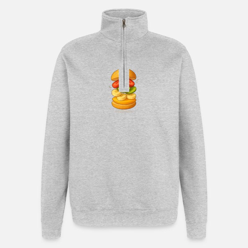 Fruit Burger - Quarter-Zip Sweatshirt - heather grey