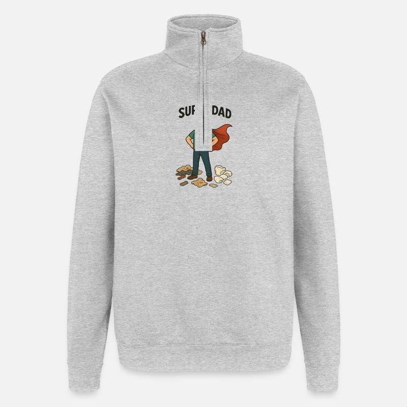 Super papa Capeheld - Sweat à zip 1/4 - gris chiné