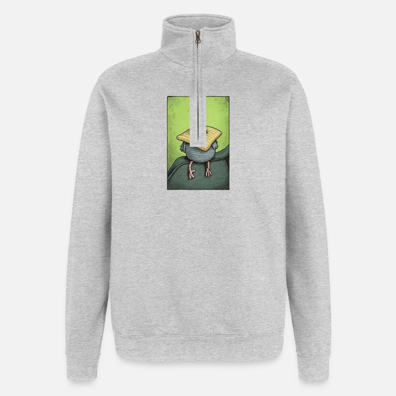 Sir Gurrington sits - Quarter-Zip Sweatshirt - heather grey