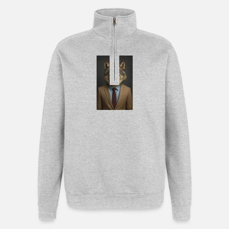Wolf in a suit - Quarter-Zip Sweatshirt - heather grey