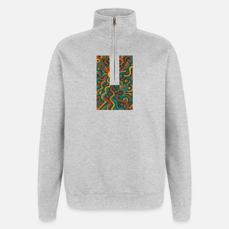 abstrakt colours - Quarter-Zip-Sweatshirt - Grau meliert