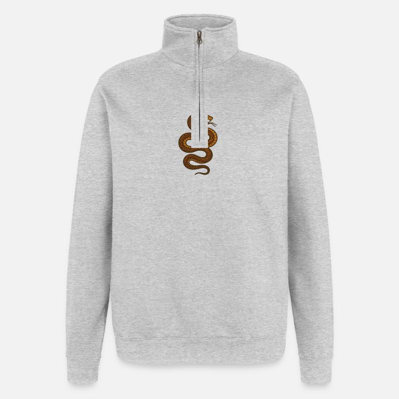 Brown coiled snake - Quarter-Zip Sweatshirt - heather grey