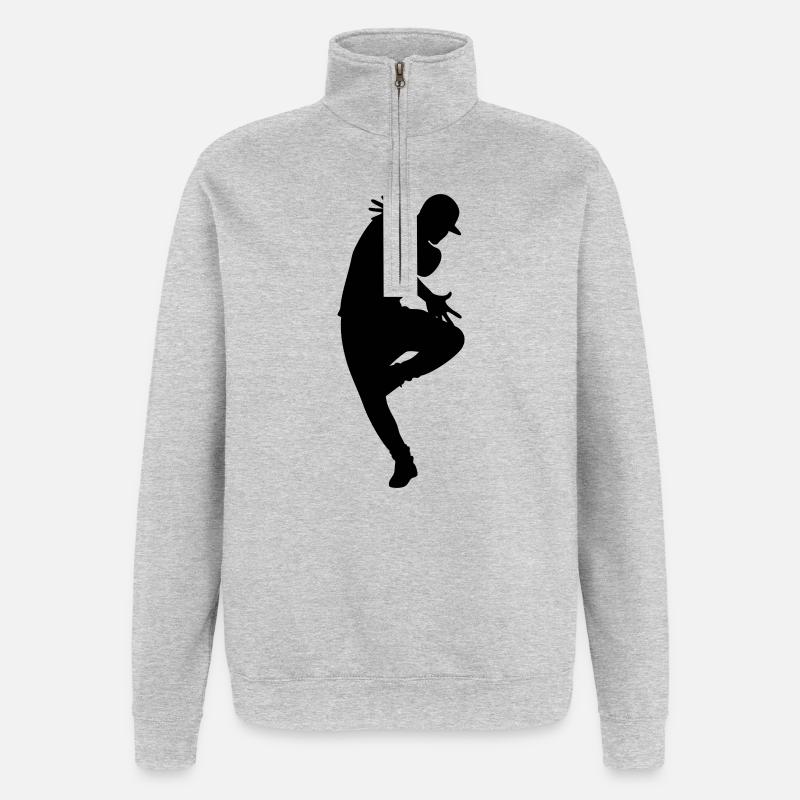B-Boy Silhouette – Breakdance Flow - Quarter-Zip Sweatshirt - heather grey