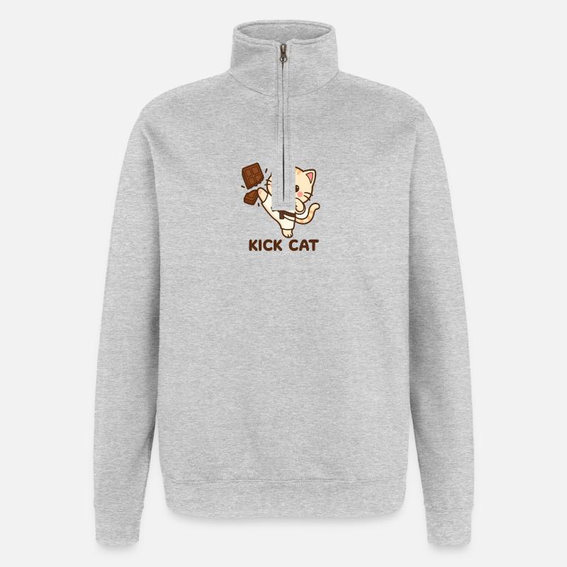 Kick cat - Quarter-Zip Sweatshirt - heather grey