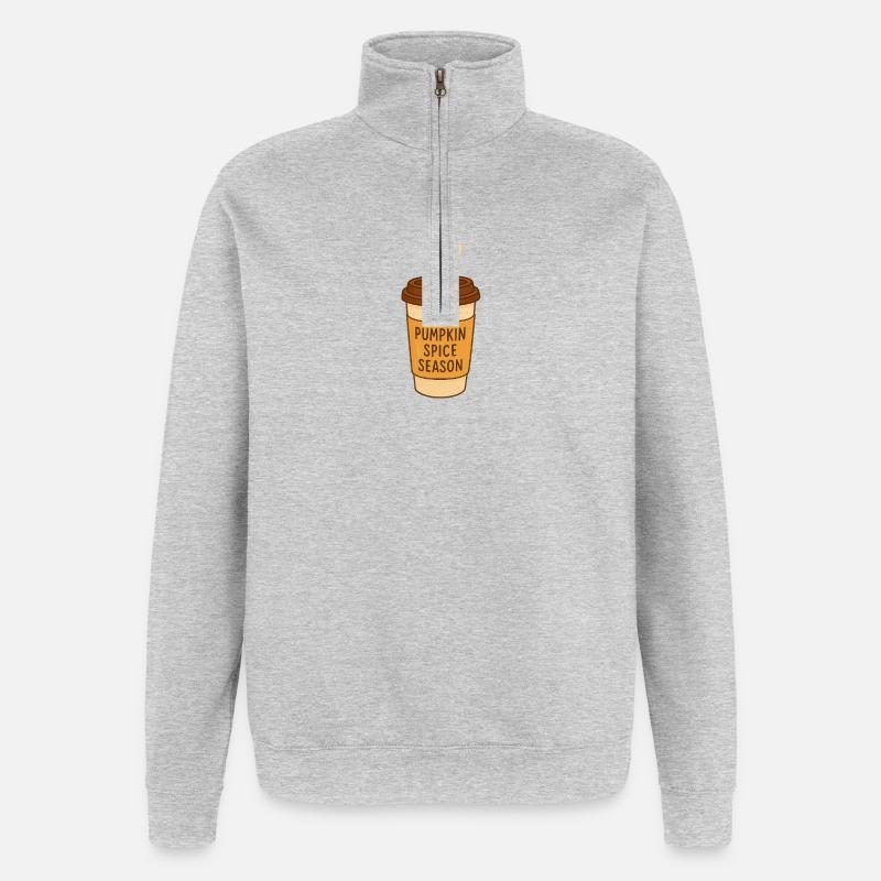 Pumpkin spice season Kaffebecher Design - Quarter-Zip-Sweatshirt - Grau meliert
