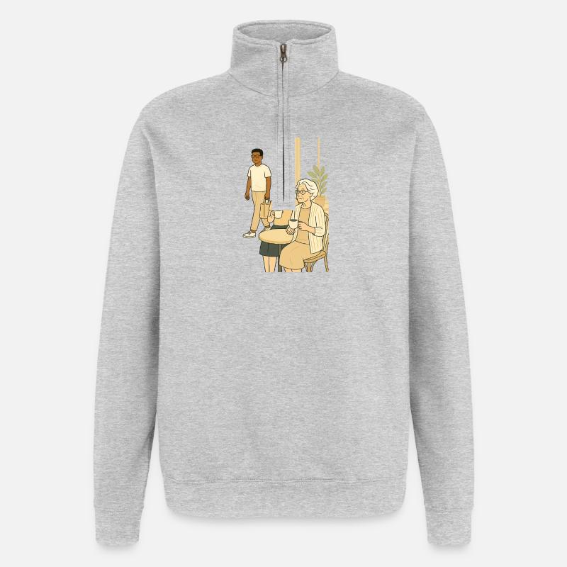 Générations de l’heure du café - Sweat à zip 1/4 - gris chiné