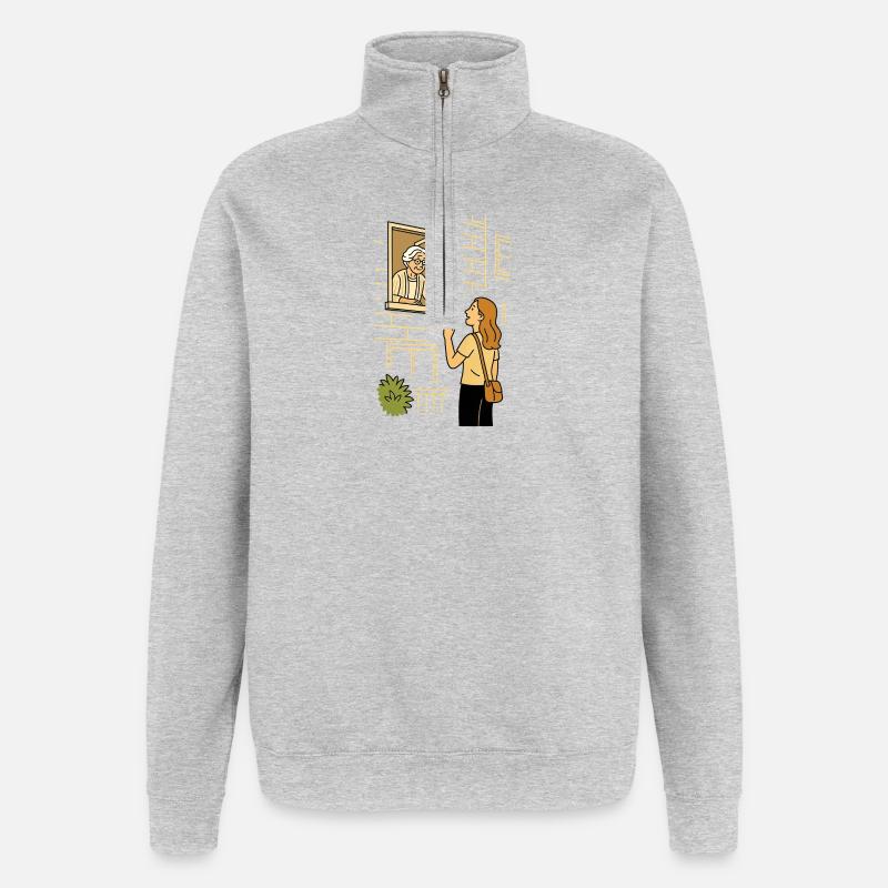 Accompagner Mamie Karin à la maison - Sweat à zip 1/4 - gris chiné